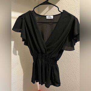 Jon & Anna Black Ruffle Sleeve Blouse